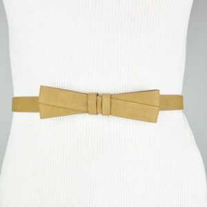 Brown Faux Leather Bow Belt